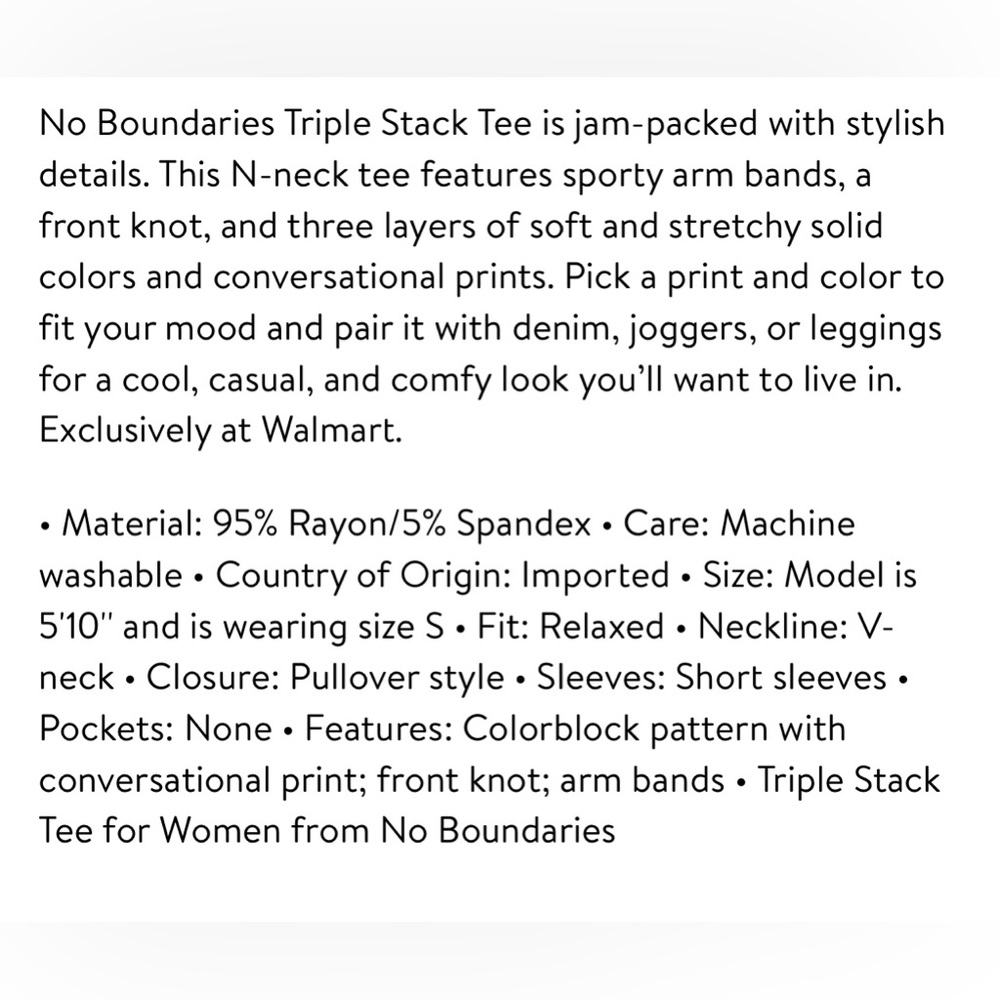 No Boundaries Triple Stack Tee NWT Size XS (1) - Picture 3 of 3